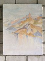 Bild gemalt auf Leinwand „Berge und See“