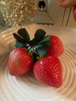 Bündel mit 3 übergrossen Erdbeeren, künstliches Lebensmittel