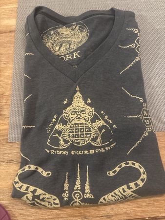 T-Shirt WORK Grösse M anthrazit bedruckt V-Ausschnitt