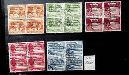 SUISSE SERVICES OIR 5 BLOCS DE 4 OBLITÉRÉ SBK 500.00 /U752