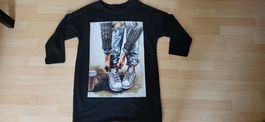 Schwarzer pulli/ Kleid mit speziellem Print, Grösse XL