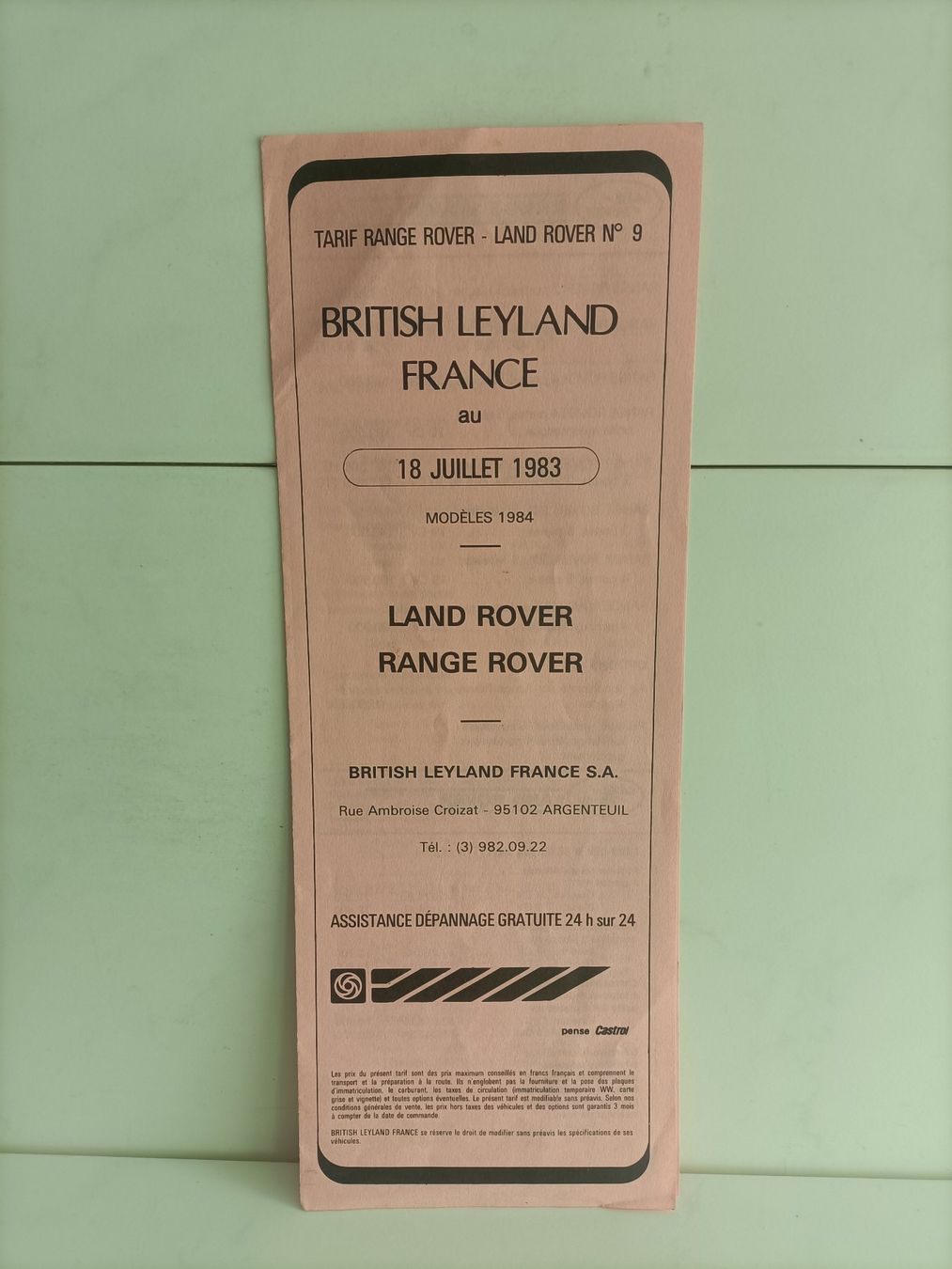 Bücher: Brochure Tarif Land Rover 1984 – Gebraucht aus crans montana von AB3963