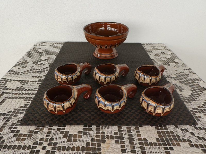 Geschirrsets: Bowle Set Keramik 7-teilig aus Ungarn – Gebraucht aus Basel von Robyn