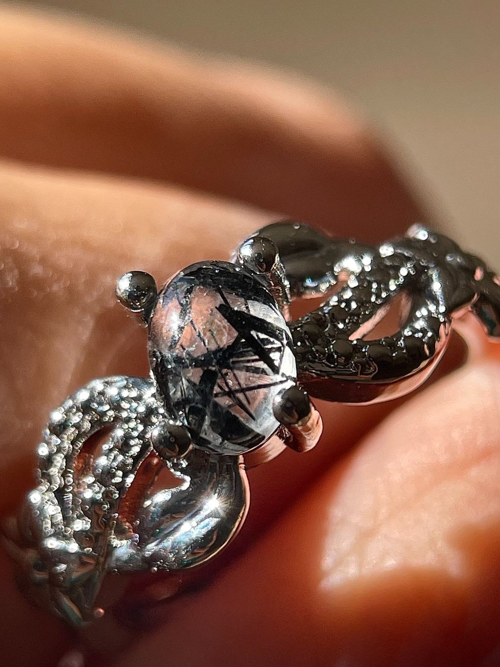 Bagues: 100 % echter schwarzer Rutilquarz-Ring – Edelsteinring. – Neuf avec emballage d'origine à Schiers par sisikristall 5