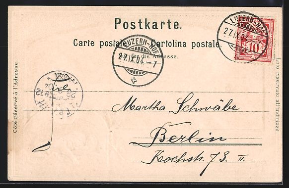 Cartoline postali: Litho Luzern, Panorama mit den Alpen, Pa – Usato da Berlin venduto da bartko-reher 1