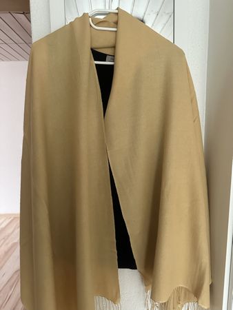 Pashmina, weicheKaschmirschal, beige, Fransen, Übergangszeit