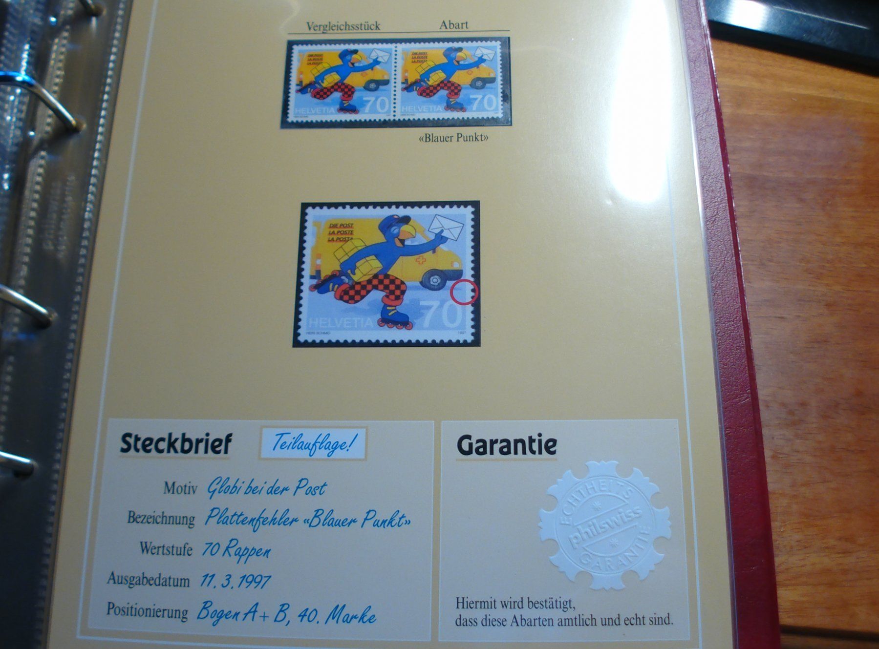 Tous les timbres: Abart 1997 **,  Globi, "Blauer Punkt" – D'occasion à Niederwil AG par morostahu 1