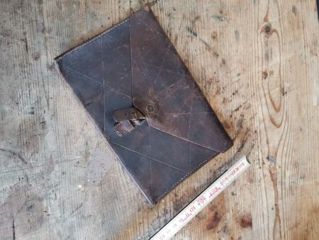 Alte Militär Ledertasche, Landkartentasche aus Leder, Armee