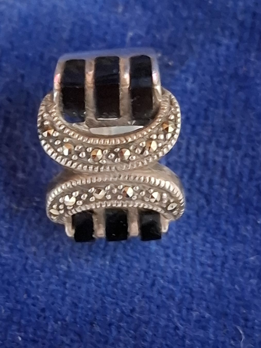 Anelli: Silber Ring 925  Onyx und kleine "Steinchen" – Usato da Riniken venduto da bro_slk8 1