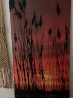 Textilbanner Sommer Schilf Sonnenuntergang Ferien, 75x180cm