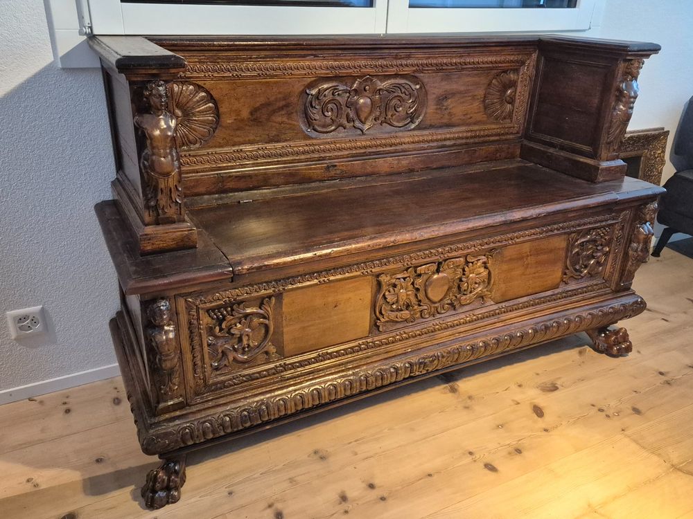 Truhenbank Cassapanca Bank Renaissance 17. Jh orig. Nussbaum (Gebraucht ...