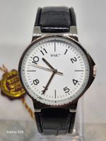 WMC Herren-Quarzuhr mit schwarzem Lederarmband, neu