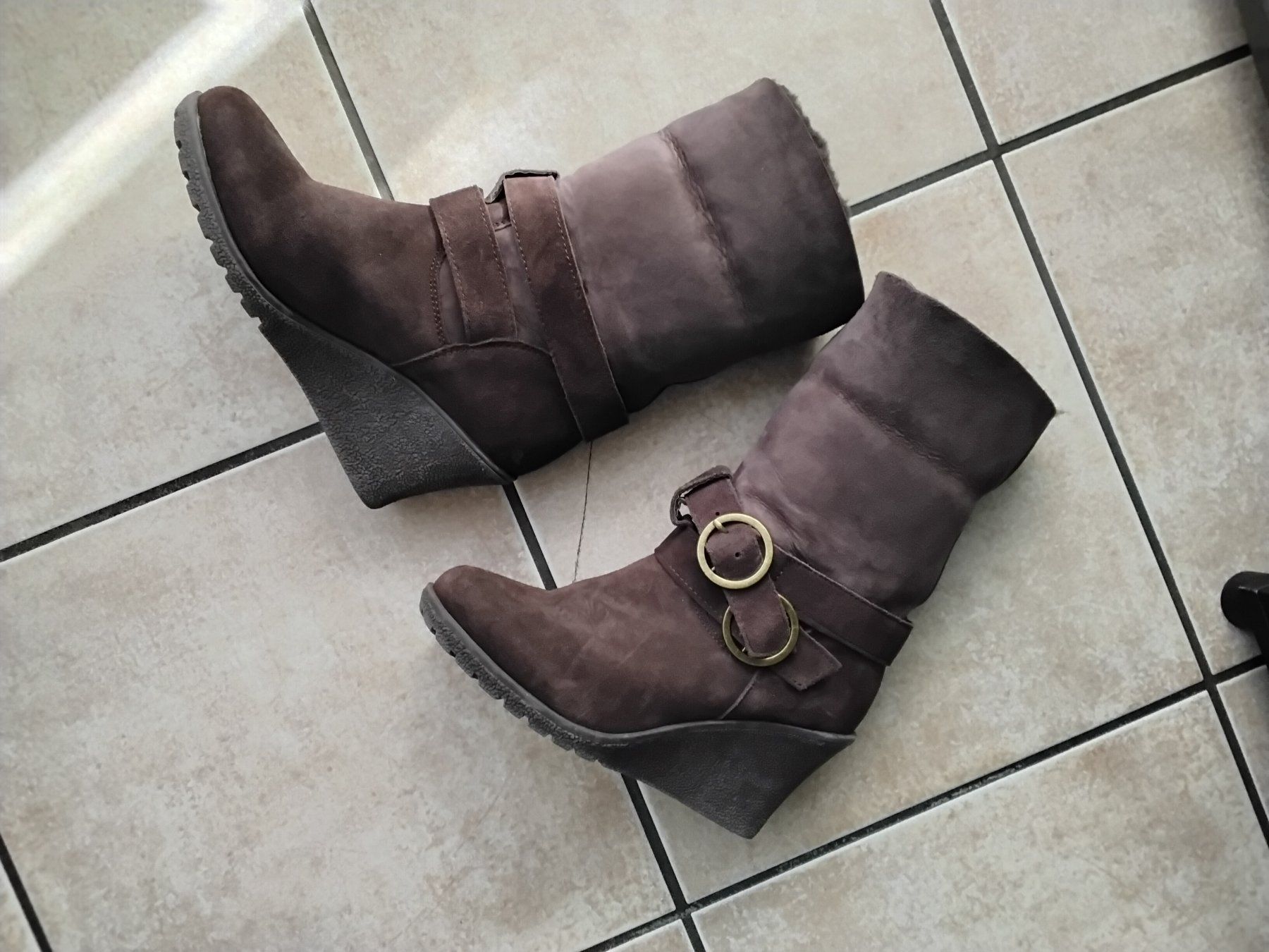 Damenschuhe: Bottines hivernales fourrées marron, talon compensé, T37 – Neu (gemäss Beschreibung) aus chêne-bourg von patty190 4