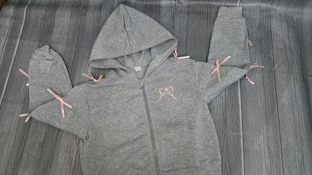 Zip-Hoodie ( 12 Jahre ) mit süssen Schleifen-Details