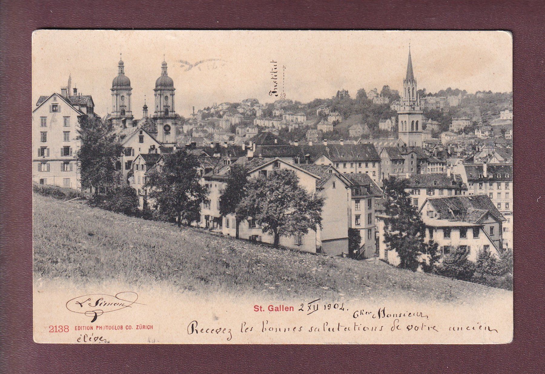 Cartoline postali: ST. GALLEN - Teilansicht - 1904 – Usato da Pully venduto da nicecards