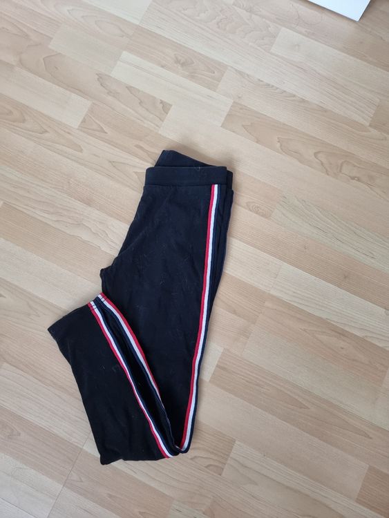 Pierrot Leggings Rot-schwarz Gestreift – Stretch-Hose Für Mottoparty & Karneval, Größe S/M