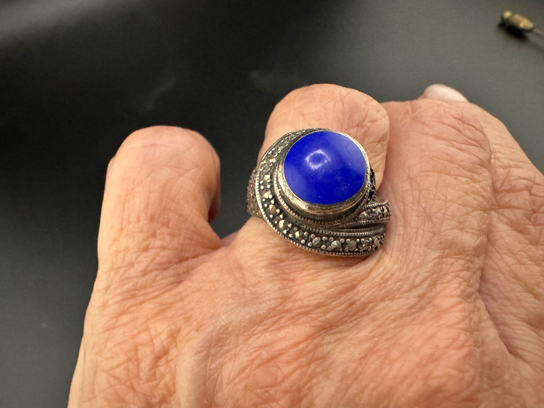 Anelli: Silberring 925 mit Lapislazuli und Markasiten Gr. 53 – Usato da Egg b. Zürich venduto da chantilly-lace 5