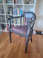 Sessel Holz dunkel mit Leder Sitz gebraucht