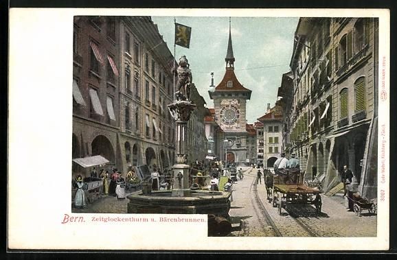 Cartoline postali: Bern, Zeitglockenturm und Bärenbrunnen – Usato da Berlin venduto da bartko-reher