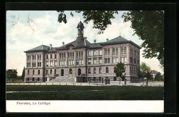 Cartoline postali: AK Yverdon, Le Collège, 1909 – Usato da Berlin venduto da bartko-reher