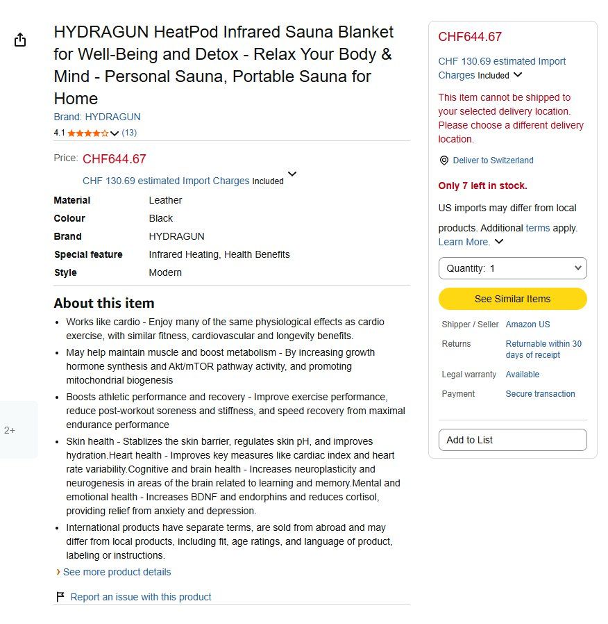 Decken: HYDRAGUN HeatPod Infrarot Sauna Blanket – Neu (gemäss Beschreibung) aus Hinwil von ZSHAG 2