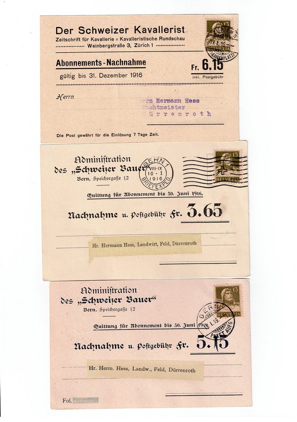 Alle Briefmarken: Schweiz, 17 Belege 1913 bis 1919 – Gebraucht aus Hinteregg von McCharly01 2