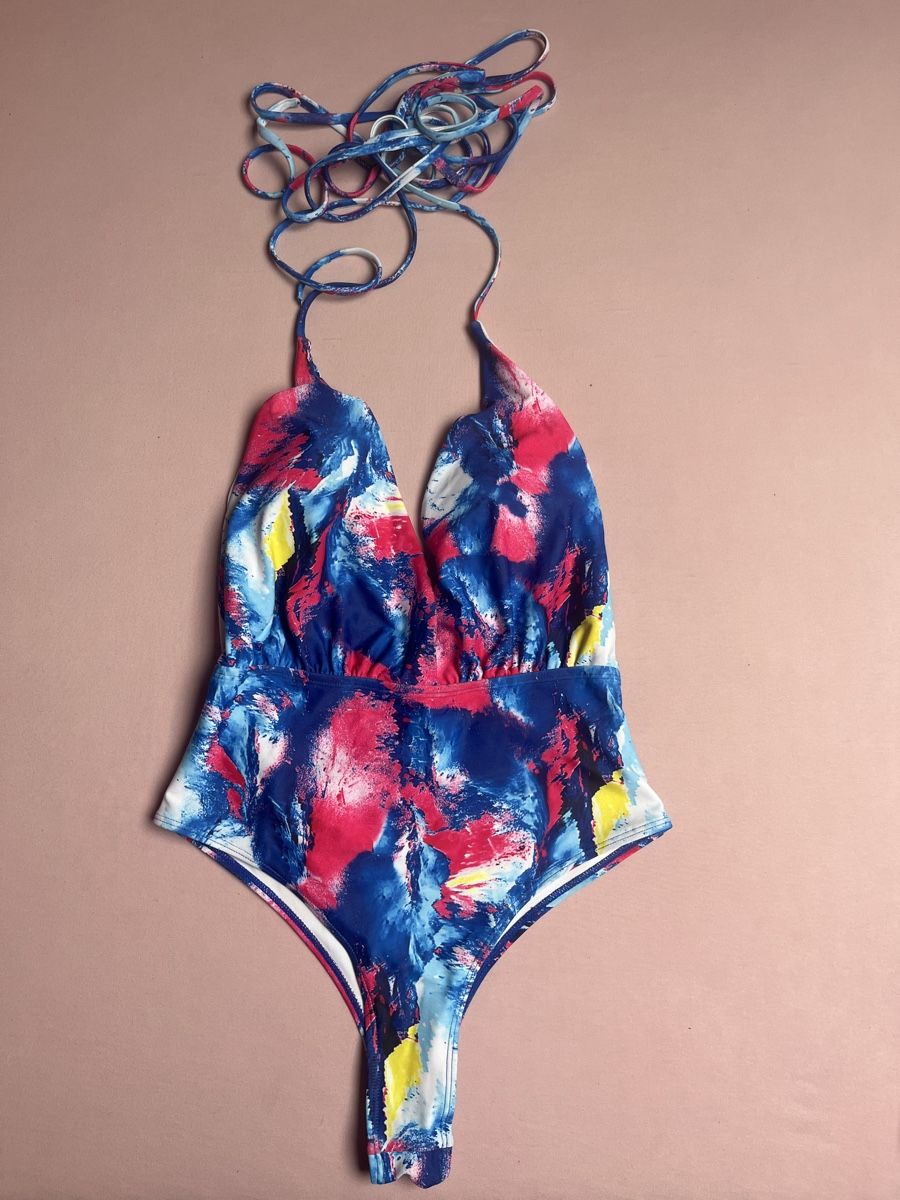 Costumi da bagno & Bikini: Badeanzug, Neckholder, Gr. S, bunt, wie neu – Nuovo (secondo la descrizione) da Kaisten venduto da saleforfun