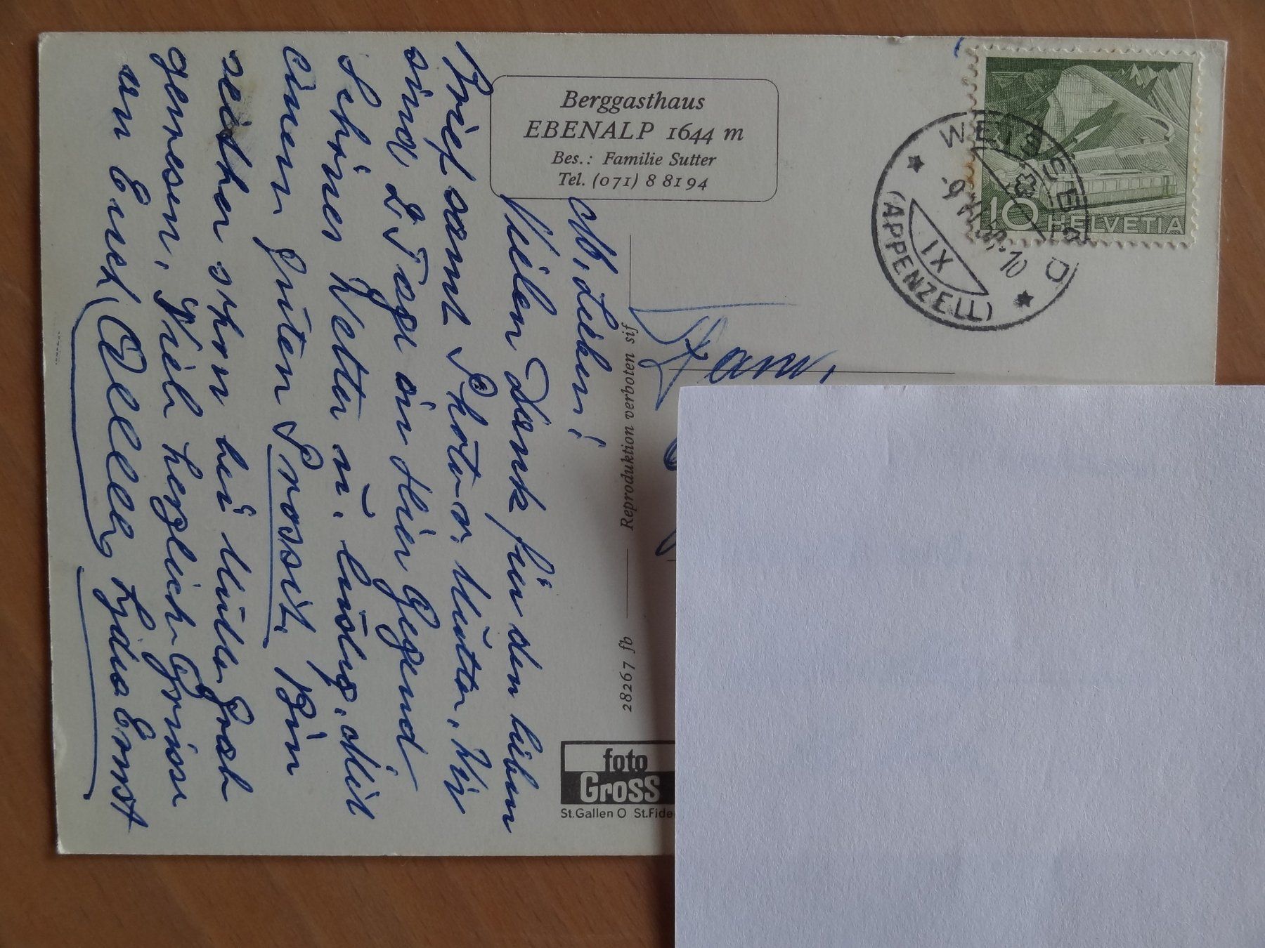 Cartoline postali: Ebenalp - Appenzell - 1950 – Usato da St Léonard venduto da Riglin 1