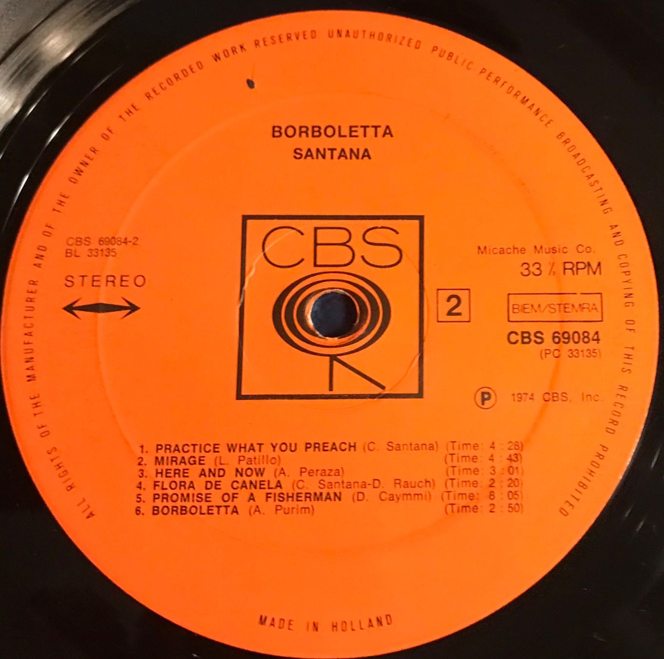 Vinyles: SANTANA - BARBOLETTA – D'occasion à Bussigny par vinyl-pas-cher 3