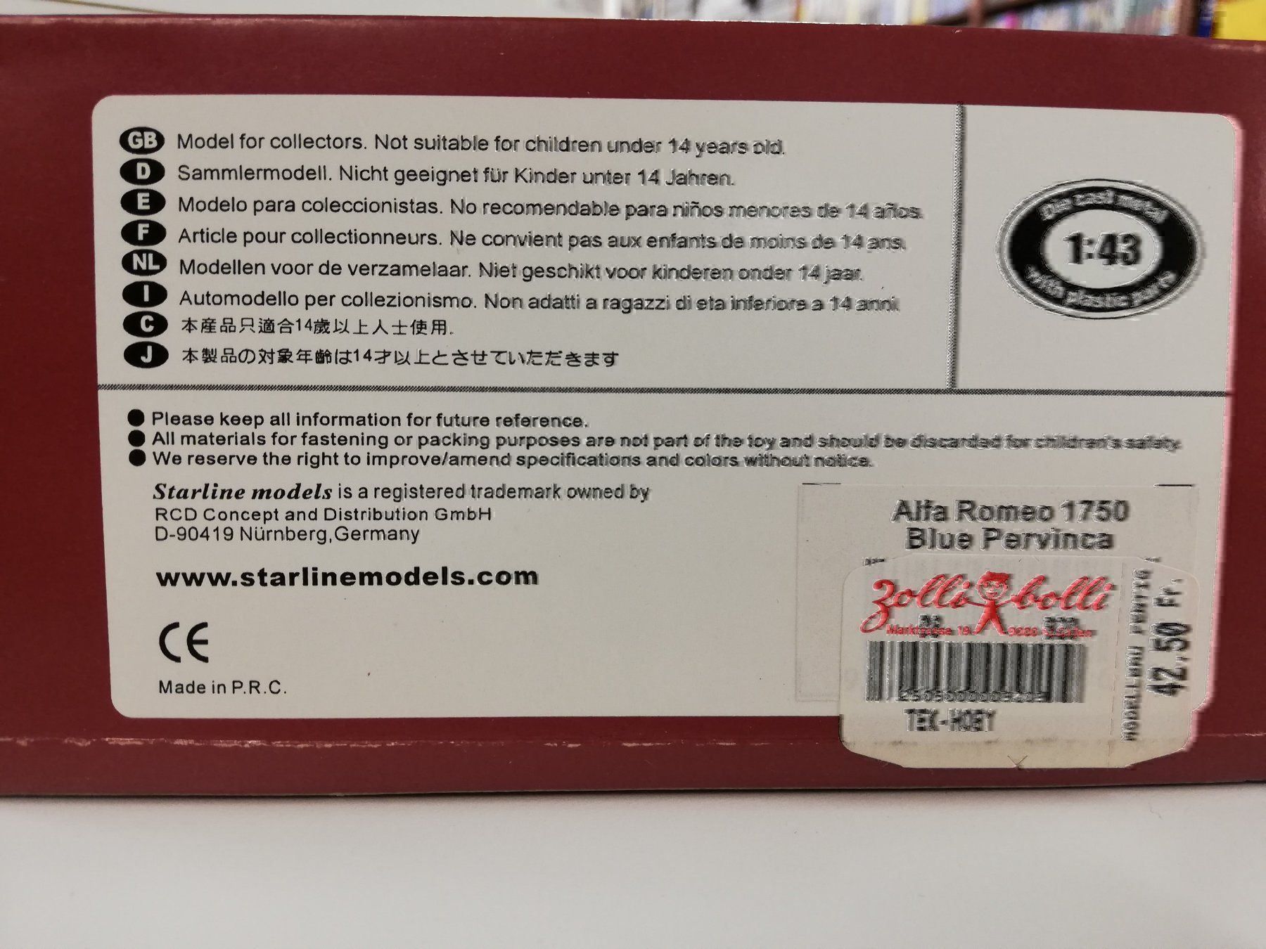 Alfa Romeo Modellautos: Alfa Romeo Berlina 1750 Blu pervinca  1:43 / StarLine Models – Gebraucht aus St. Gallen von zorro_dc 1