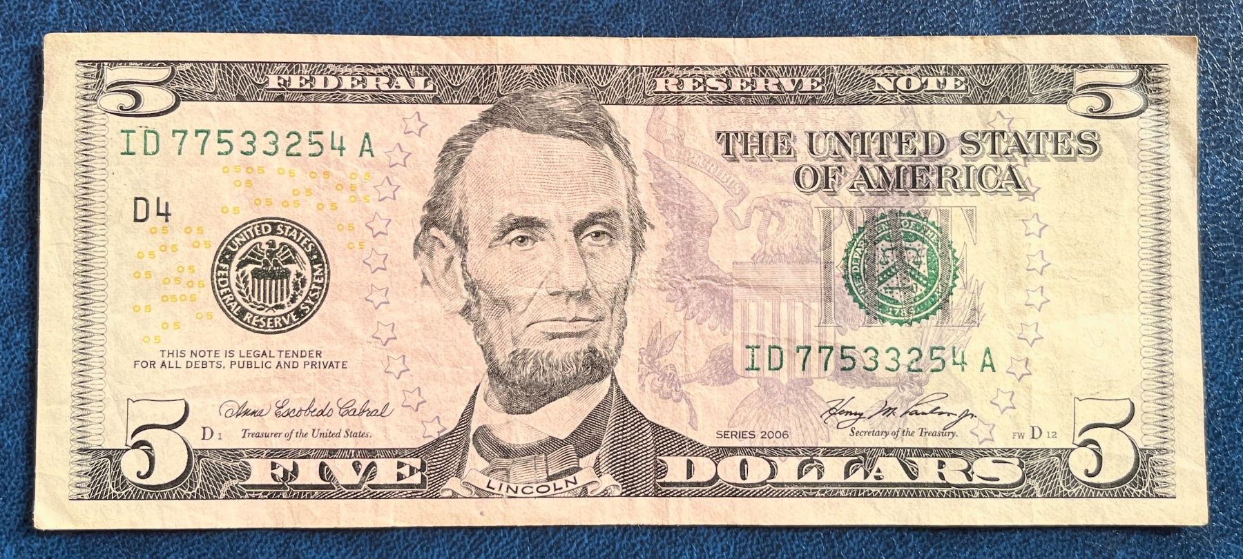 Banconote: Usa 5 Dollars 2006 billet – Nuovo (secondo la descrizione) da Renan BE venduto da johncactus