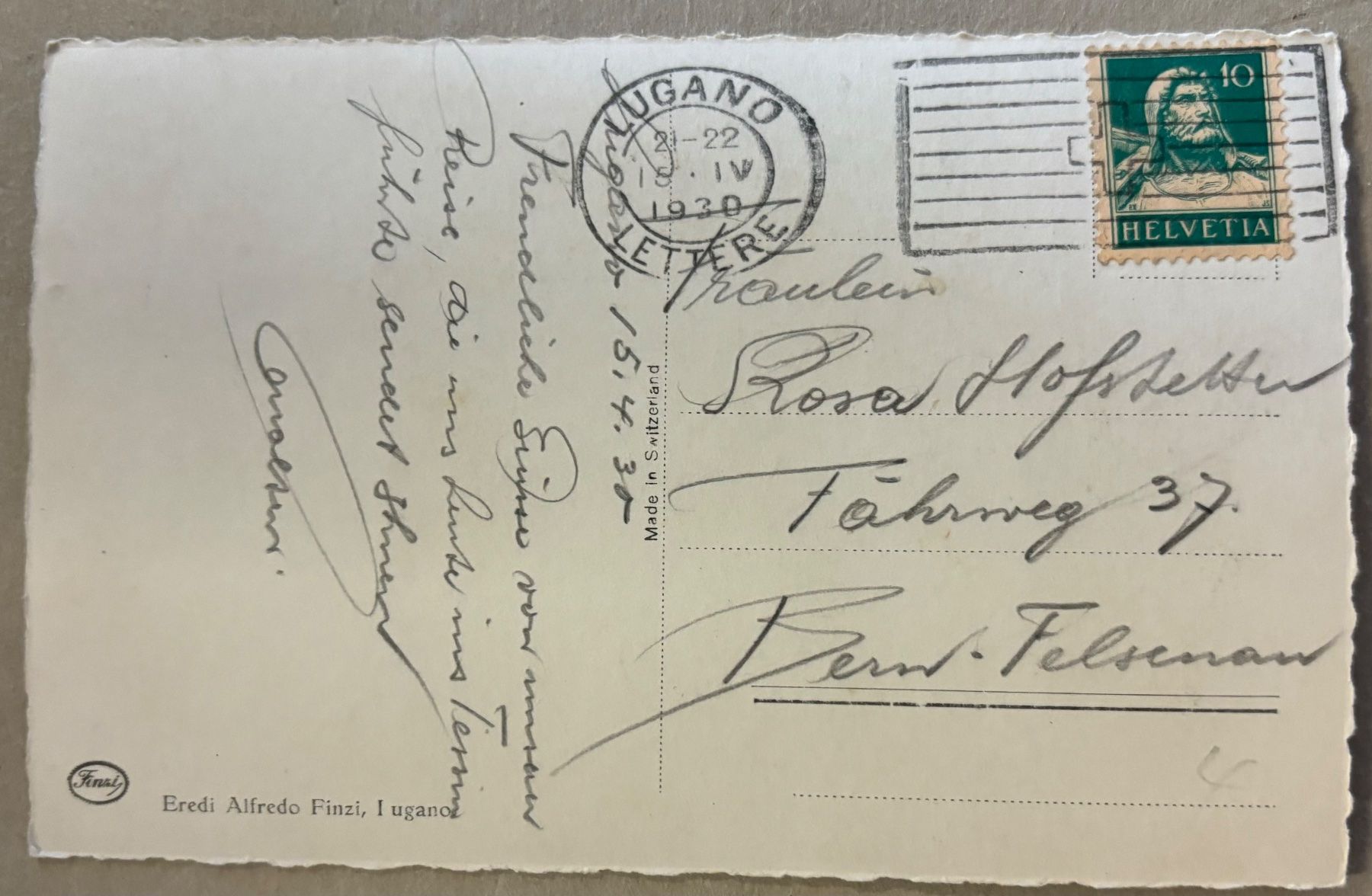 Cartoline postali: Morcote, 1930 – Usato da Frauenfeld venduto da Merk52 1