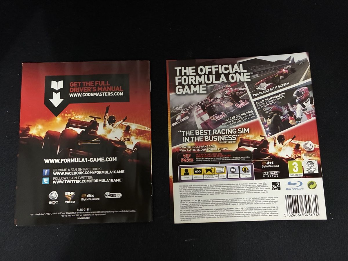 Sony Jeux: Manuale+Cover F1 2011 PS3 – Neuf (Voir description) à Taverne par nad02026 1