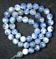 1 Strang echte natürliche blau weisse Achat Perlen 8 mm