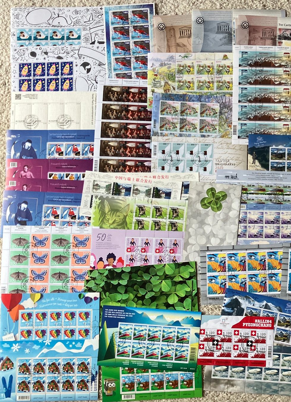 Alle Briefmarken: Schweiz: 70 Kleinbogen Ausgabetag – Gebraucht aus Eschlikon TG von PhilCon 1