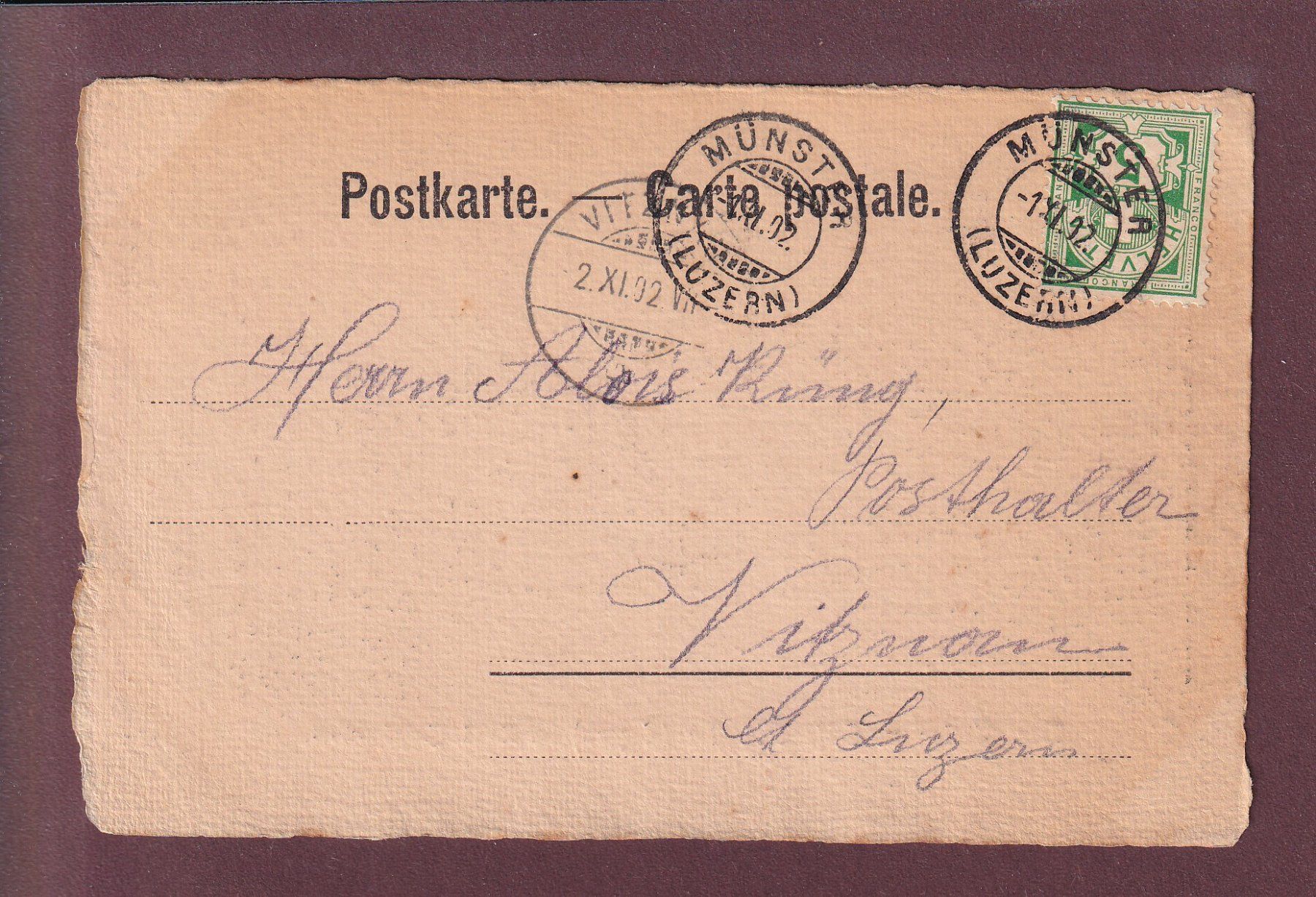 Cartes postales: MÜNSTER (Luzern) - 1902 – D'occasion à Pully par nicecards 1