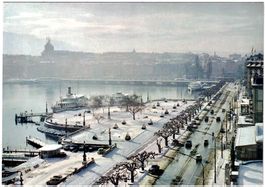 GENÈVE - La Quai du Mont Blanc et la Ville en hiver ca. 1960