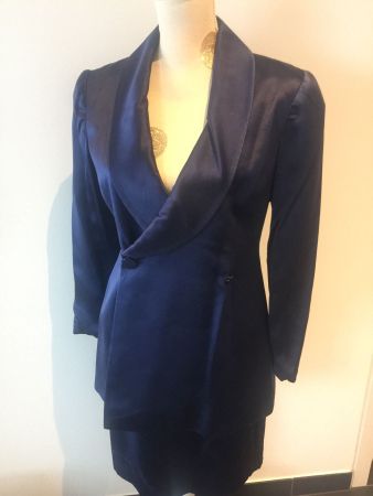 Tailleur Lanvin en soie bleue taille 38