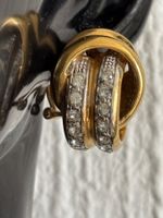 Boucles d'oreilles demi- créoles vitage  dorée et strass