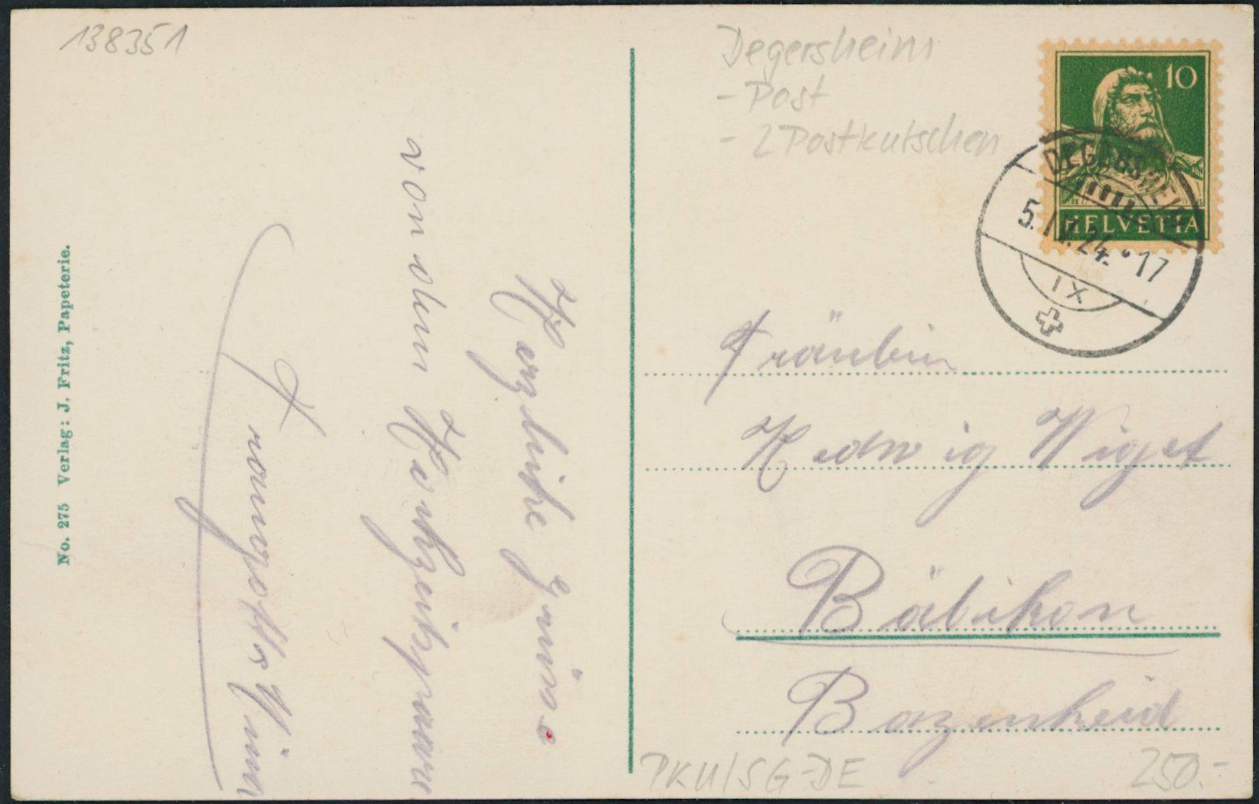 Cartoline postali: SG Degersheim - Post - Postkutschen – Usato da Schindellegi venduto da dolpitz 1