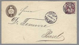 1883, MISCHFRANKATUR 5 RP.-TÜBLI + 5 RP. WERTZIFFER (Z/60A)