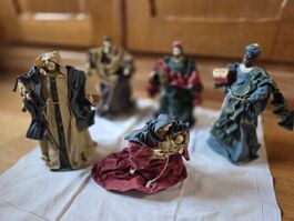 antikes Krippen Ensemble: 3 Königs Figuren Karton 29 cm