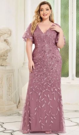 Abendkleid Altrosa mit Fledermausärmeln, 46, NEU