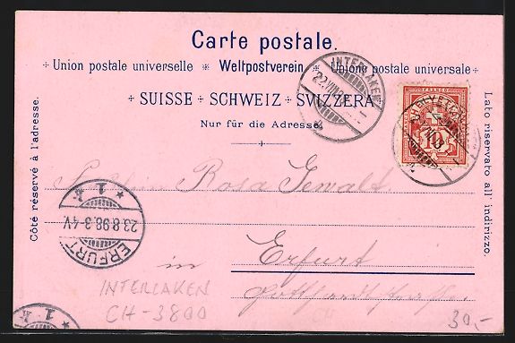 Cartoline postali: Interlaken /Berner Oberland, Blick von d – Usato da Berlin venduto da bartko-reher 1