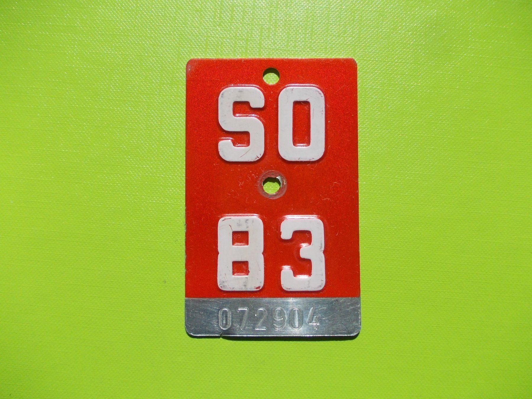 Insegne: Velonummer / Fahrradnummer SO 83 – Usato da Gsteigwiler venduto da HORMIGA21