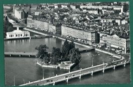 Genève, Pont du Mont-Blanc, Quai des Bergues, Ile Rousseau