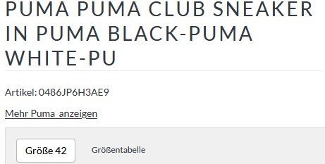 Puma cheap sneaker größentabelle