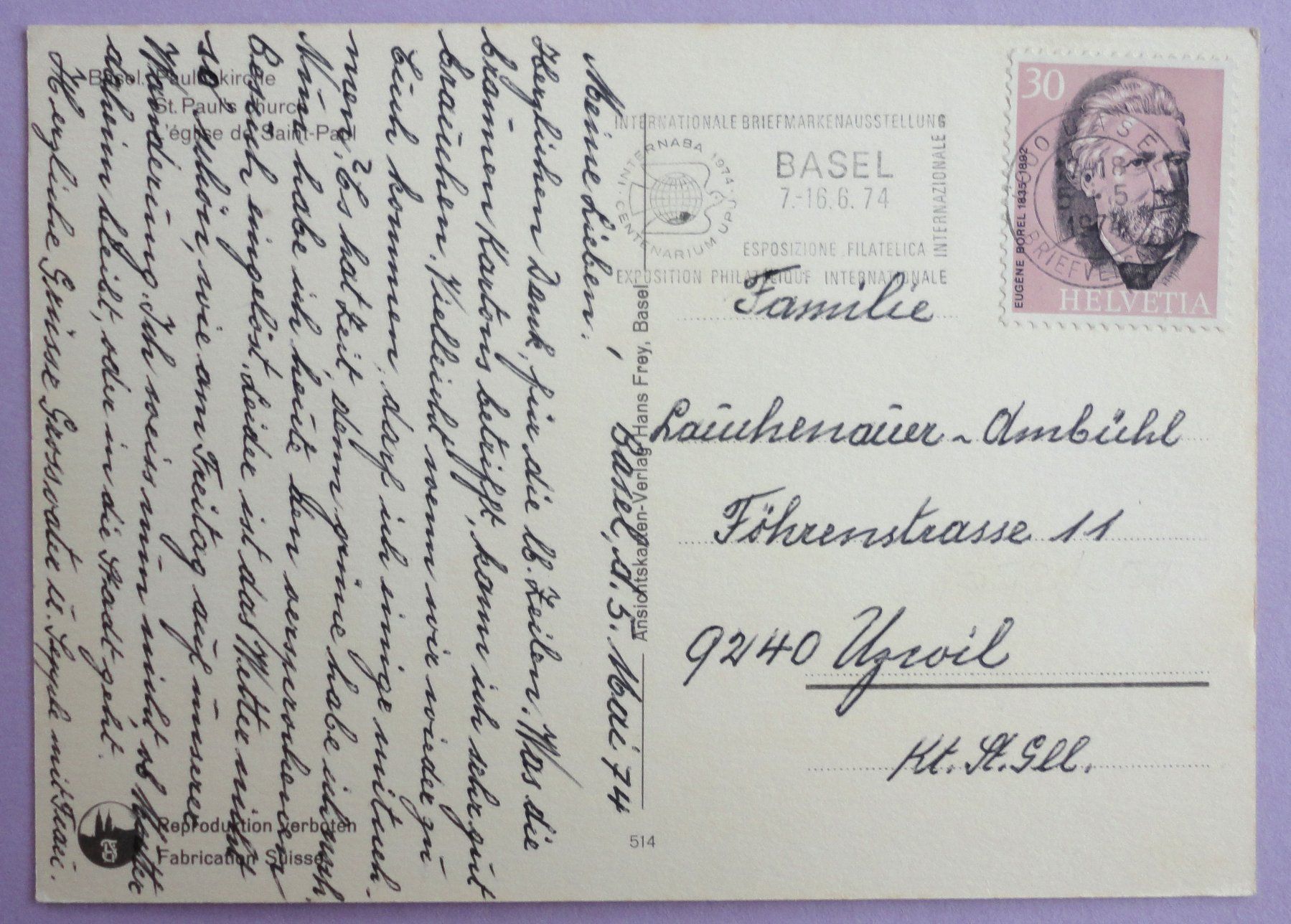 Cartoline postali: Basel, Pauluskirche – Usato da Fétigny venduto da Billy2miny 1