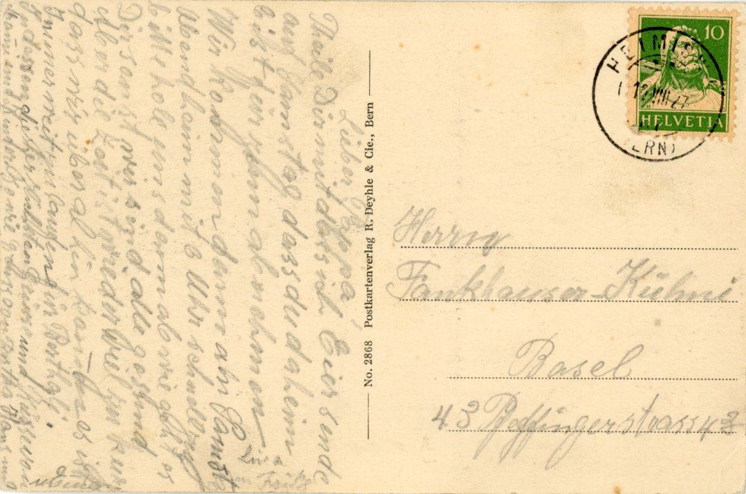 Cartoline postali: Heimiswil   BE        um  1 9 2 7 – Usato da Brig venduto da Valcards54 1