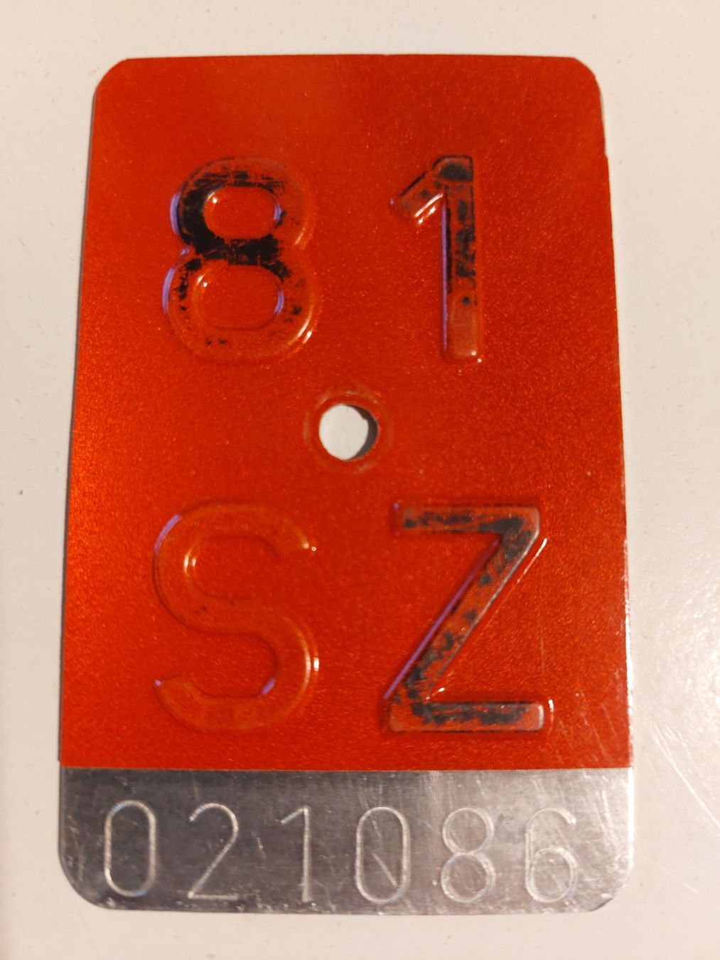 Sachs Insegne: Velonummer SZ 81 Mofanummer plaque Mofa – Usato da Schenkon venduto da Uhu007